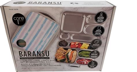 baransu stainless steel lunch box|NWT Baransu Stainless Steel Lunch Box With Insulated Bag.